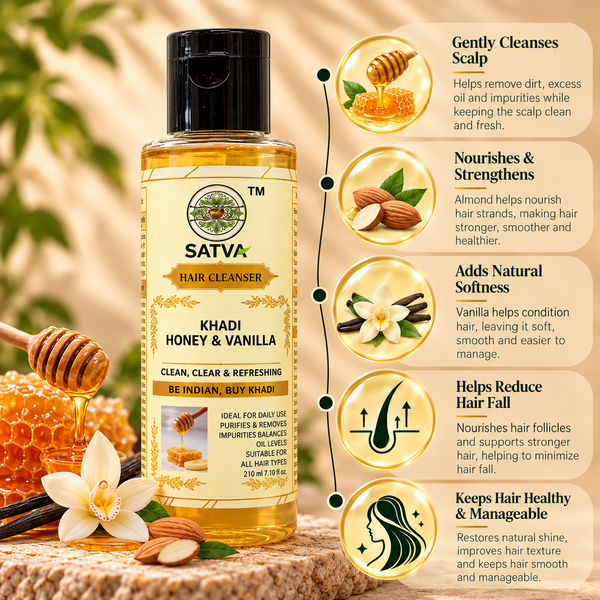 SATVA Khadi Honey & Vanilla Hair Cleanser – 210ml