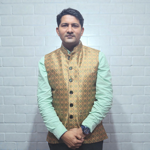 Premium Golden Mustard Jacquard Nehru Jacket for Men – Ethnic Geometric Print Waistcoat for Weddings & Parties