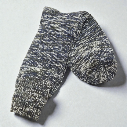 Premium Charcoal Grey Marled Woolen Socks – Unisex Thick Thermal Winter Crew Socks with Textured Knit
