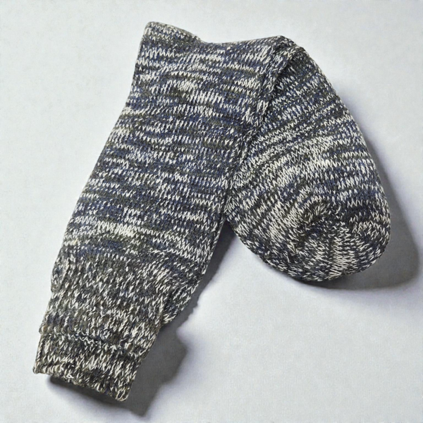 Premium Charcoal Grey Marled Woolen Socks – Unisex Thick Thermal Winter Crew Socks with Textured Knit
