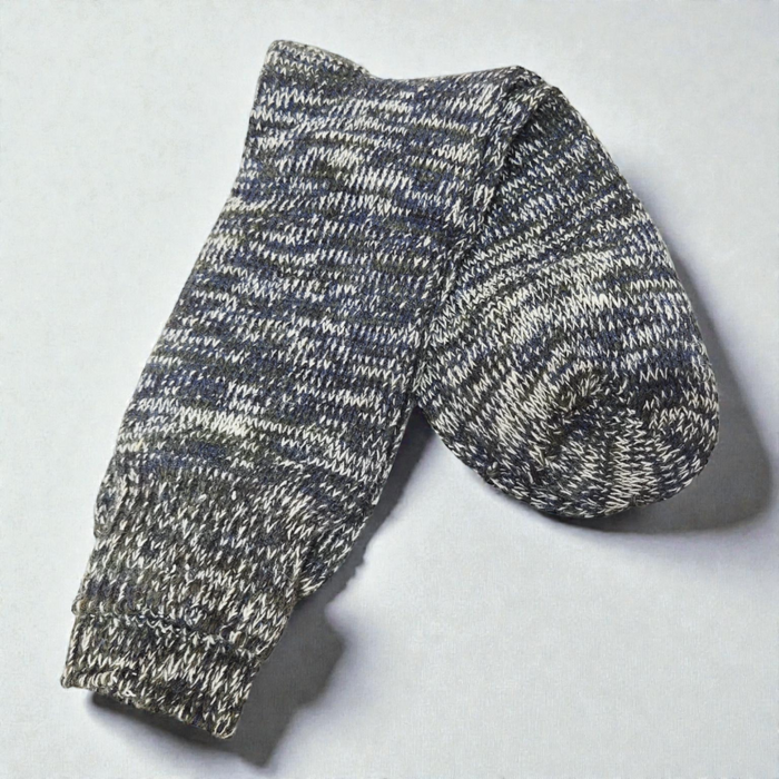 Premium Charcoal Grey Marled Woolen Socks – Unisex Thick Thermal Winter Crew Socks with Textured Knit