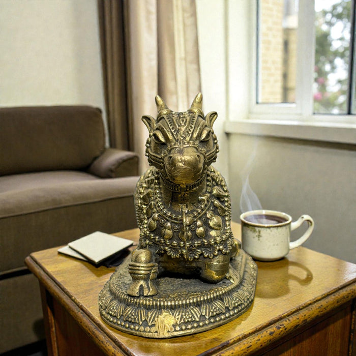 Ashtdhatu Nandi Idol for Home Temple | Sacred Nandi Maharaj Statue for Pooja & Vastu (Copy)