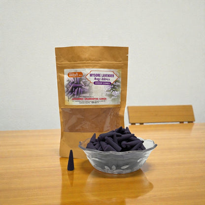 Adhunik Swadeshi Bhandar Mysore Lavender Dhoop Cones – Natural Lavender Fragrance Incense Cones for Puja, Meditation & Aromatherapy