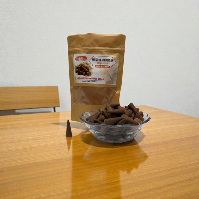Adhunik Swadeshi Bhandar Mysore Mogra Dhoop Cones – Natural Mogra Fragrance Incense Cones for Puja, Meditation & Spiritual Rituals