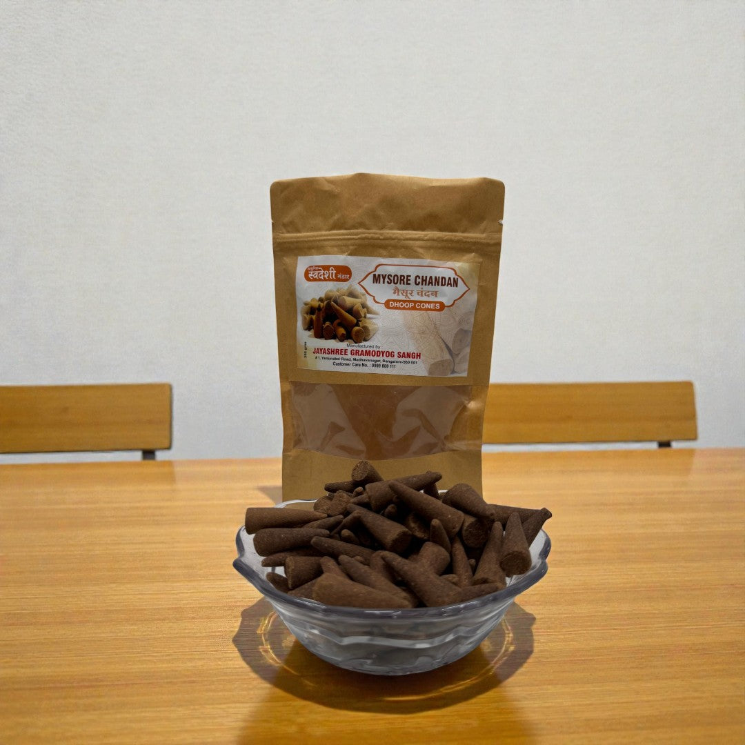 Adhunik Swadeshi Bhandar Mysore Mogra Dhoop Cones – Natural Mogra Fragrance Incense Cones for Puja, Meditation & Spiritual Rituals