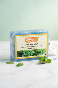 Adhunik Swadeshi Bhandar Pure Mint Soap – Handmade Herbal Bath Bar with Essential Oils (125g)
