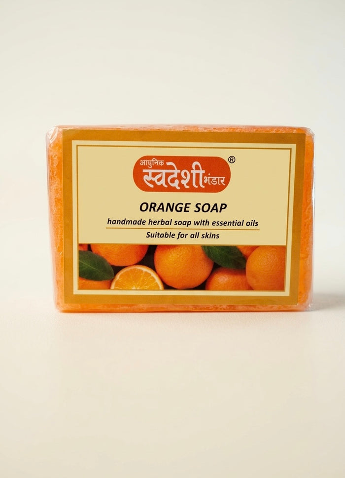 Adhunik Swadeshi Bhandar Orange Soap – Handmade Herbal Bath Bar with Essential Oils (125g)