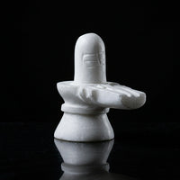 White Marble Shivling – Sacred Stone Shivling for Home Temple & Pooja