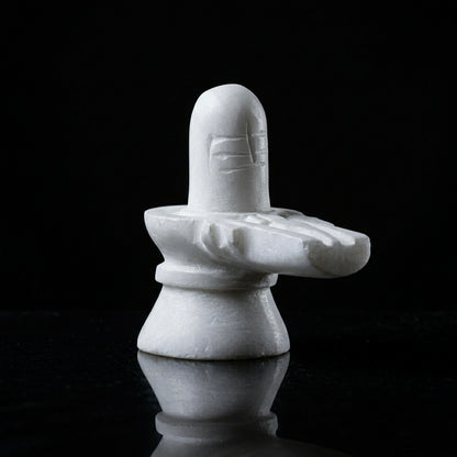 White Marble Shivling – Sacred Stone Shivling for Home Temple & Pooja