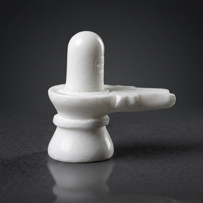 White Marble Shivling – Sacred Stone Shivling for Home Temple & Pooja