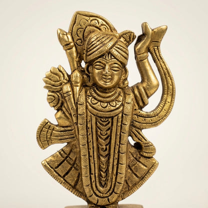 Adhunik Swadeshi Bhandar Brass Lord Krishna Idol | Bal Krishna Murti for Pooja, Home Temple & Spiritual Decor