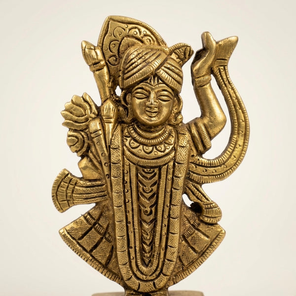 Adhunik Swadeshi Bhandar Brass Lord Krishna Idol | Bal Krishna Murti for Pooja, Home Temple & Spiritual Decor