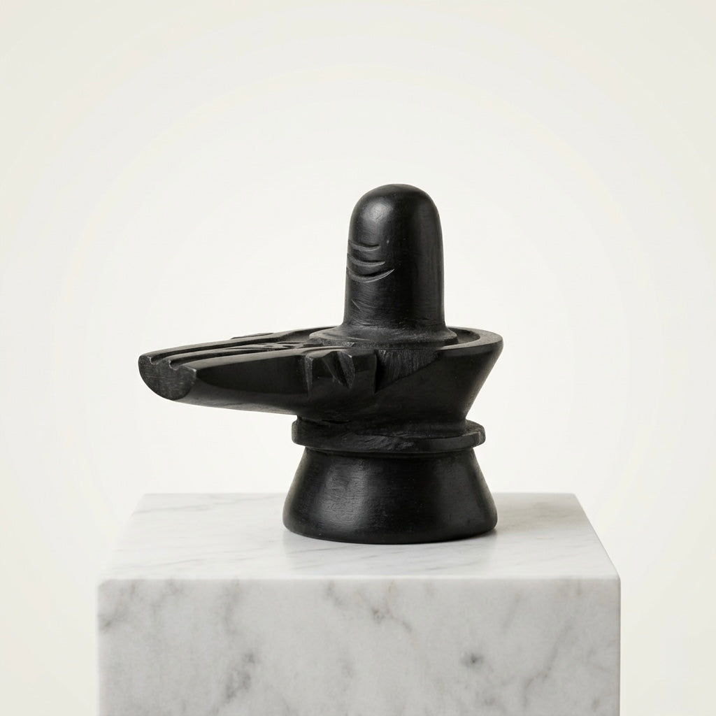 White Marble Shivling – Sacred Stone Shivling for Home Temple & Pooja