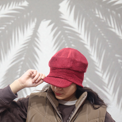 Premium Maroon Woolen Beret Cap for Women – Elegant Knitted Winter Hat with Visor Brim & Soft Thermal Comfort