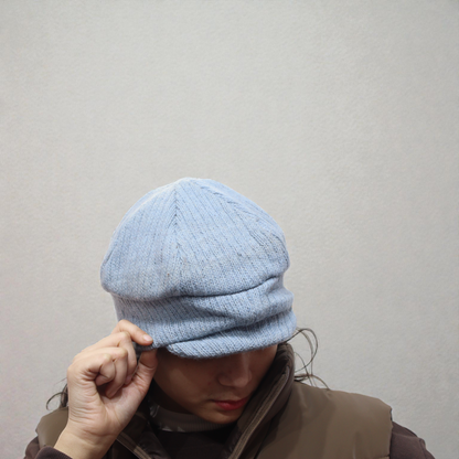 Premium Light Blue Woolen Beret Cap for Men & Women – Soft Knitted Winter Slouchy Beanie Hat for Cold Weather