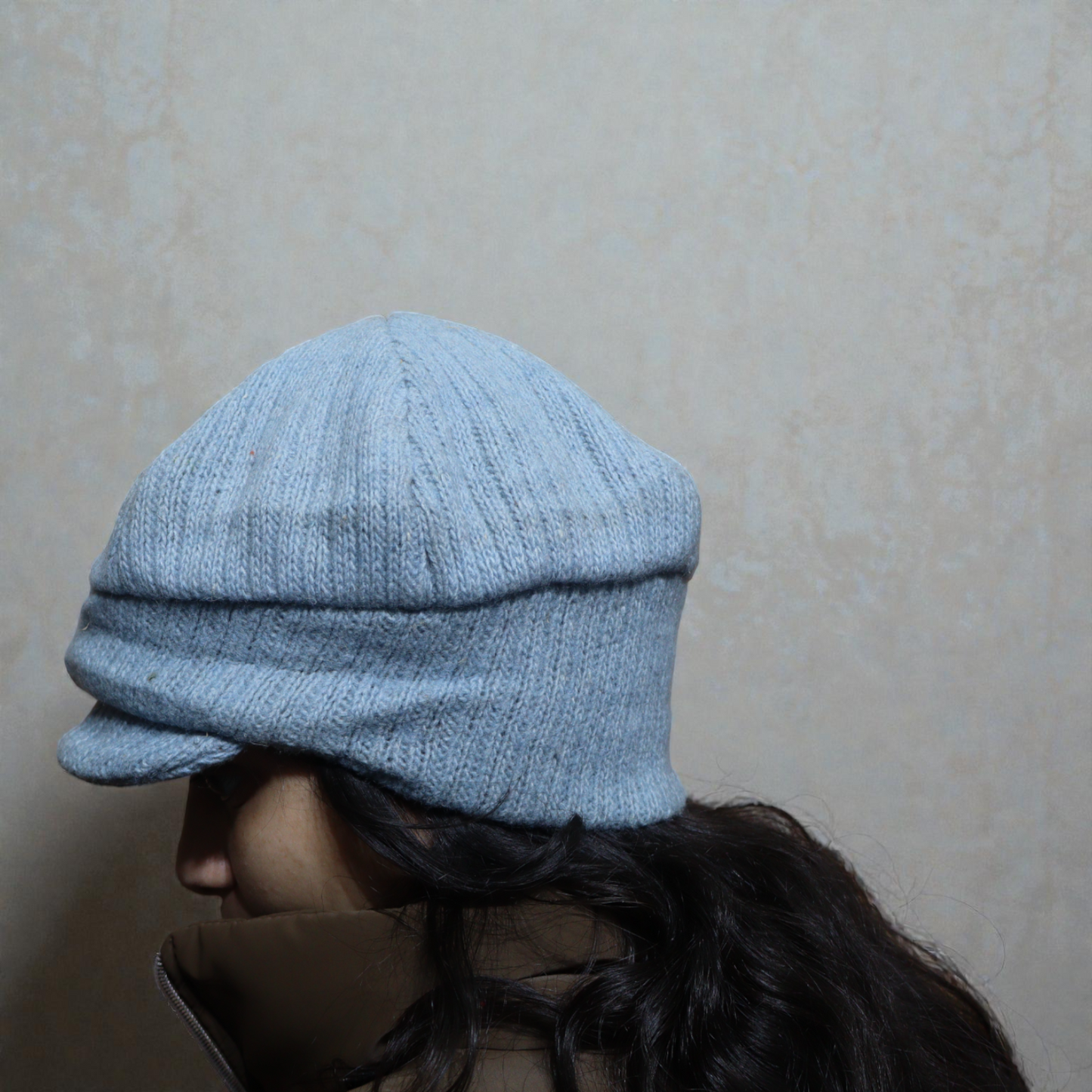 Premium Light Blue Woolen Beret Cap for Men & Women – Soft Knitted Winter Slouchy Beanie Hat for Cold Weather