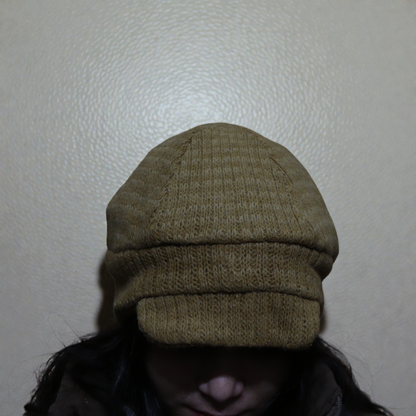 Premium Brown Woolen Beret Cap for Women – Trendy Knitted Winter Hat with Front Visor Brim & Warm Fleece Texture