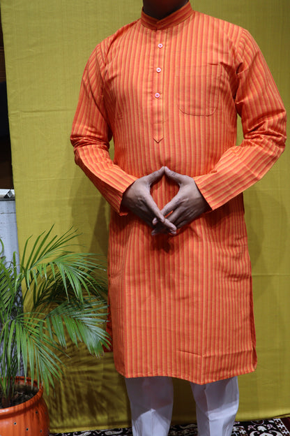 Cotton Kurta Full Sleeve – Striped Traditional Mens Ethnic Wear