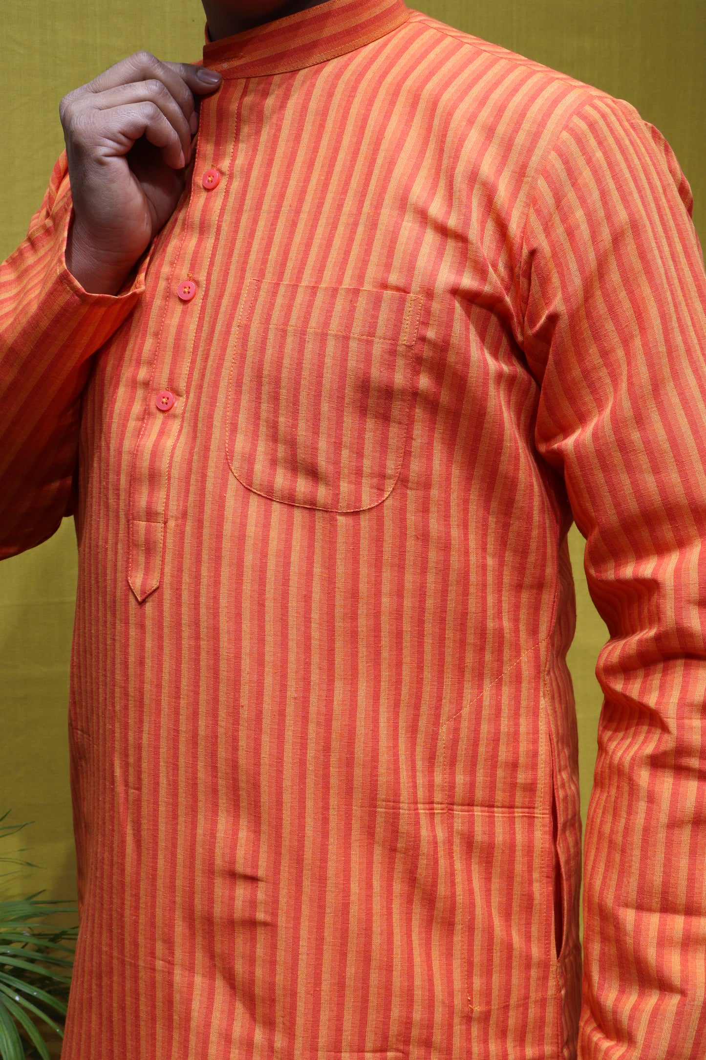 Cotton Kurta Full Sleeve – Striped Traditional Mens Ethnic Wear