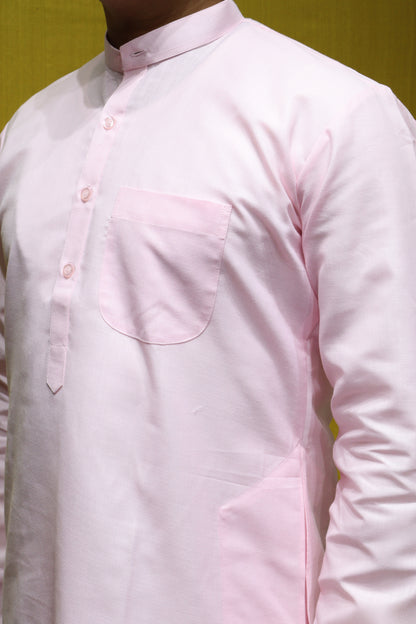 Baby Pink Men Kurta – Pure Cotton Classic Traditional Wear