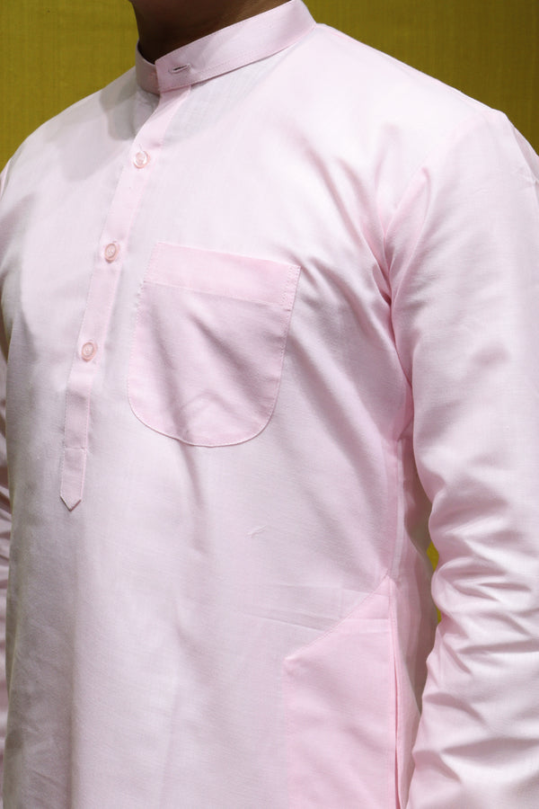 Baby Pink Men Kurta – Pure Cotton Classic Traditional Wear