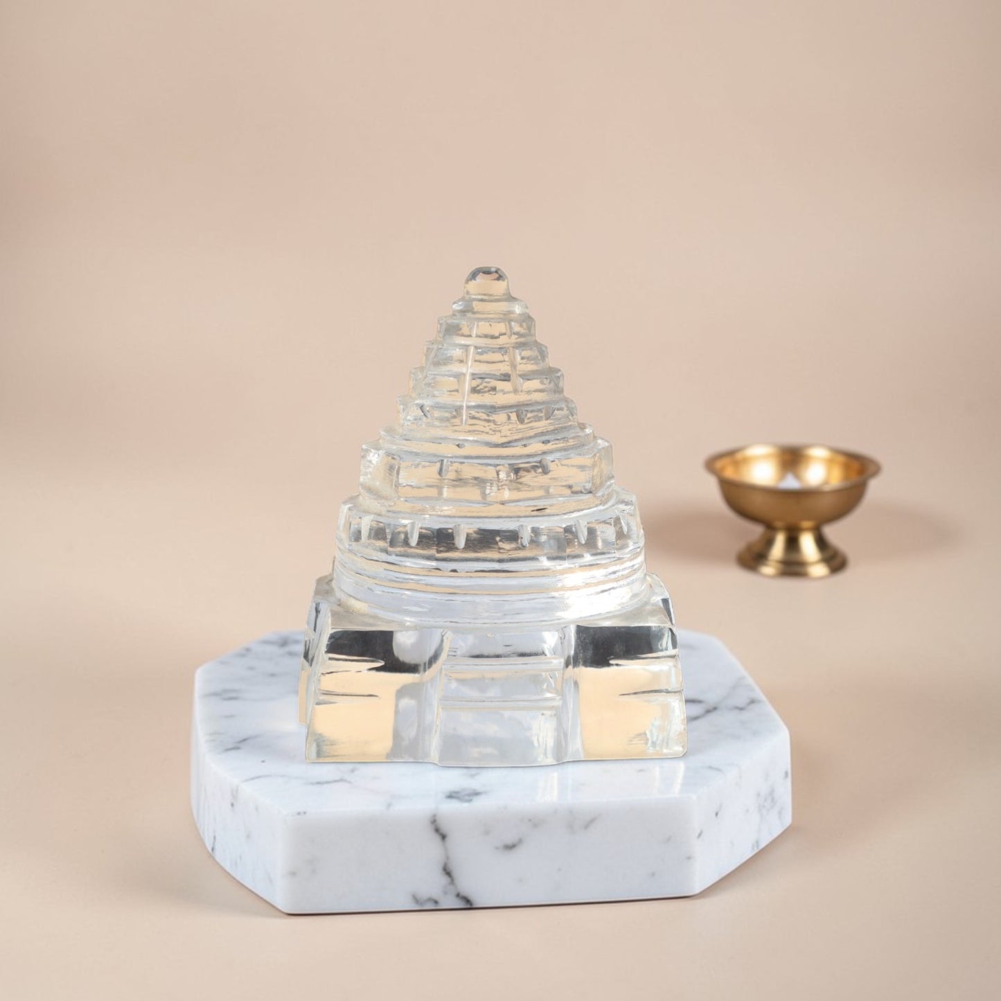 Adhunik Swadeshi Bhandar Crystal Shree Yantra Pyramid | Vastu Energy Pyramid | Premium Spiritual Decor