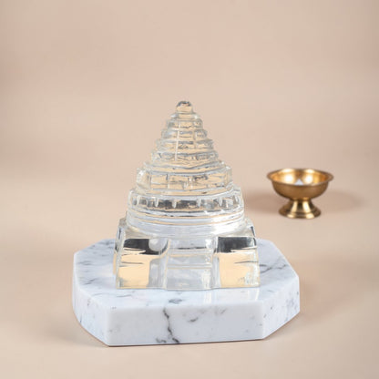 Adhunik Swadeshi Bhandar Crystal Shree Yantra Pyramid | Vastu Energy Pyramid | Premium Spiritual Decor