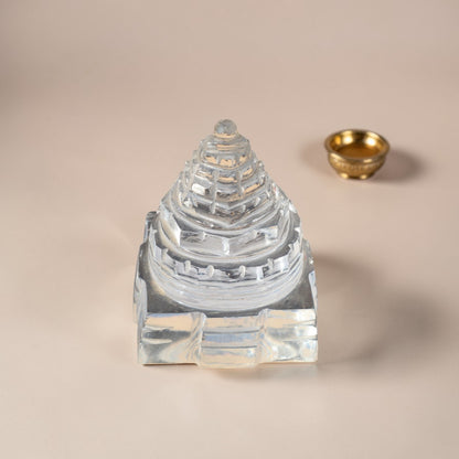 Adhunik Swadeshi Bhandar Crystal Shree Yantra Pyramid | Vastu Energy Pyramid | Premium Spiritual Decor