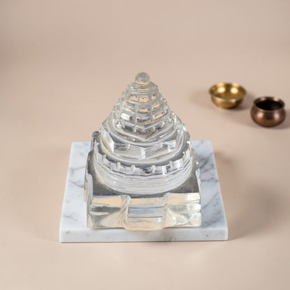 Adhunik Swadeshi Bhandar Crystal Shree Yantra Pyramid | Vastu Energy Pyramid | Premium Spiritual Decor
