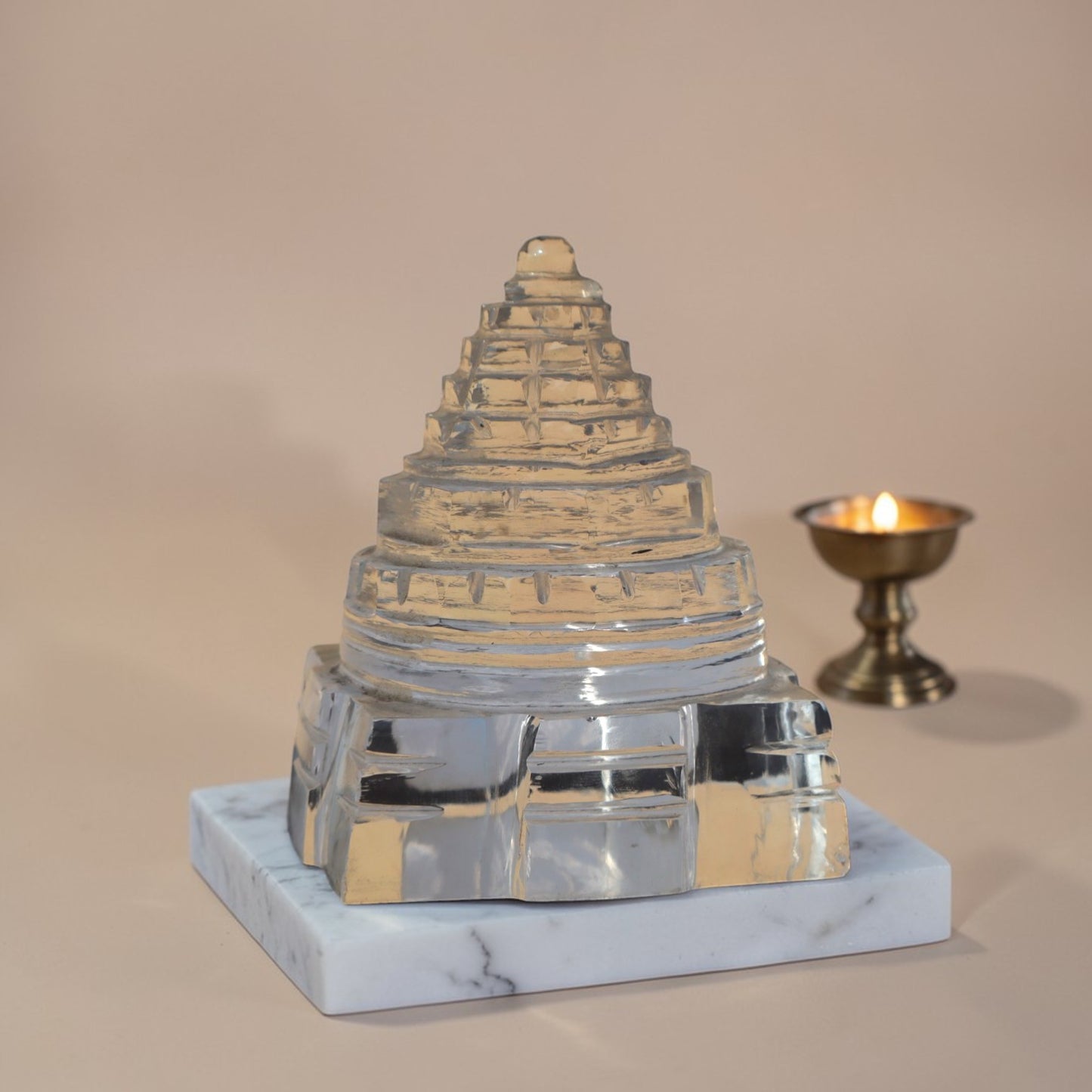 Adhunik Swadeshi Bhandar Crystal Shree Yantra Pyramid | Vastu Energy Pyramid | Premium Spiritual Decor