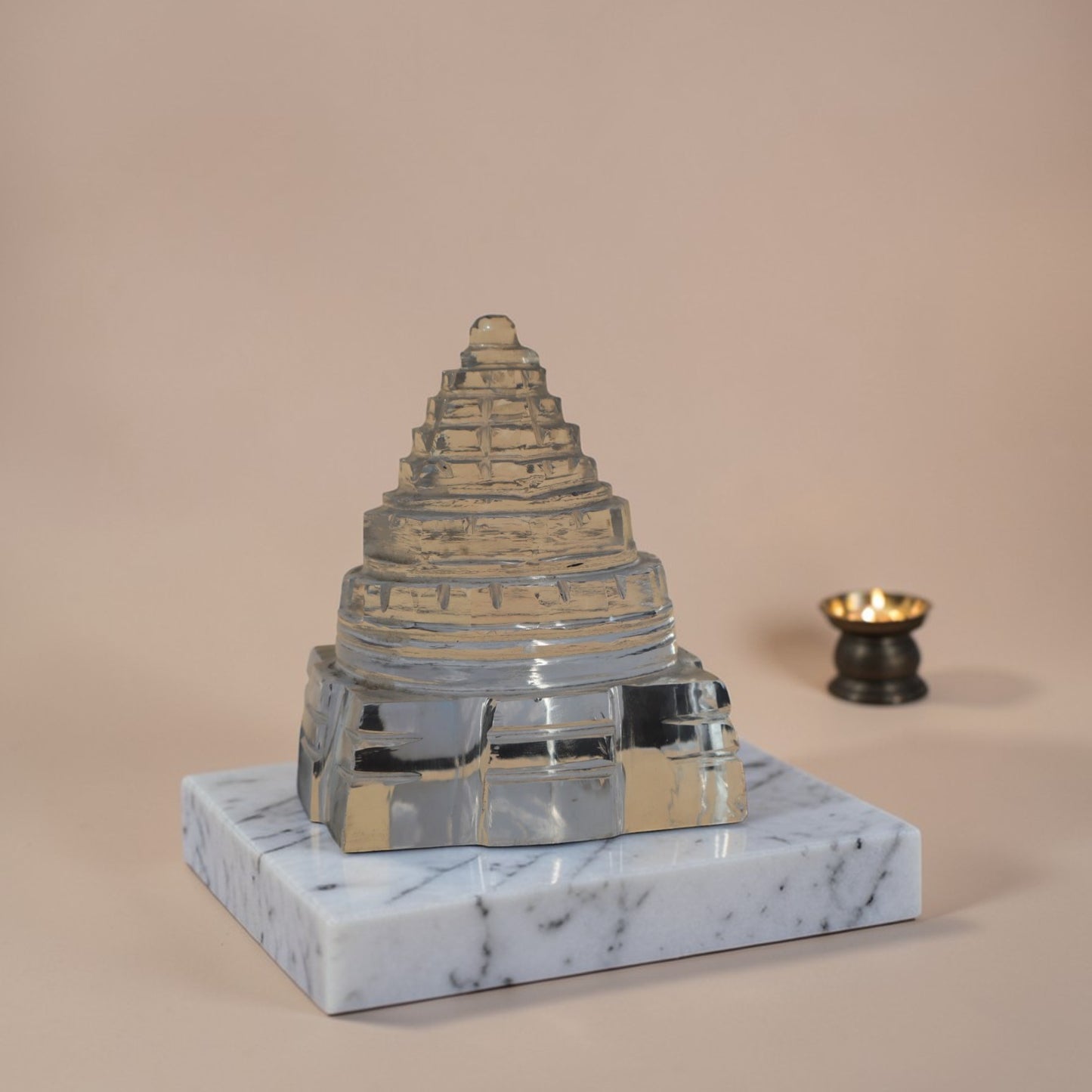 Adhunik Swadeshi Bhandar Crystal Shree Yantra Pyramid | Vastu Energy Pyramid | Premium Spiritual Decor