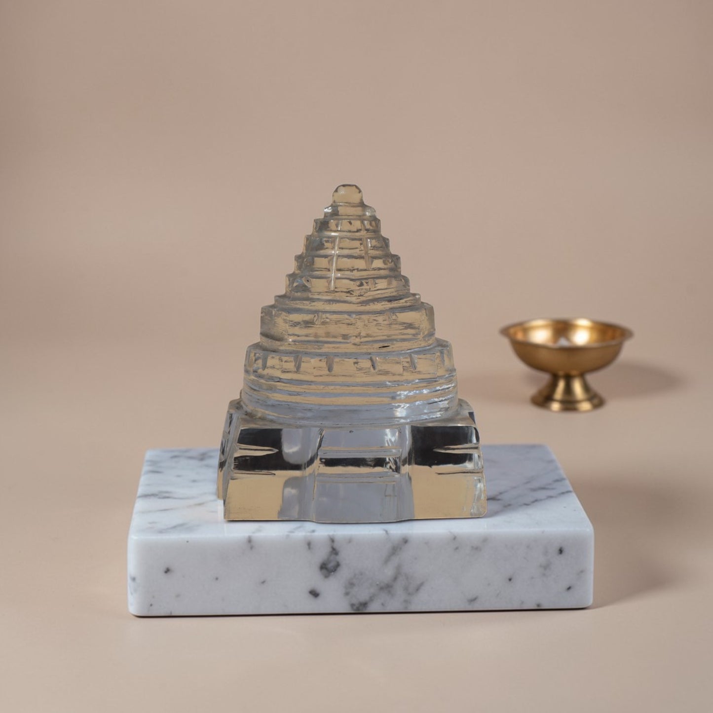 Adhunik Swadeshi Bhandar Crystal Shree Yantra Pyramid | Vastu Energy Pyramid | Premium Spiritual Decor