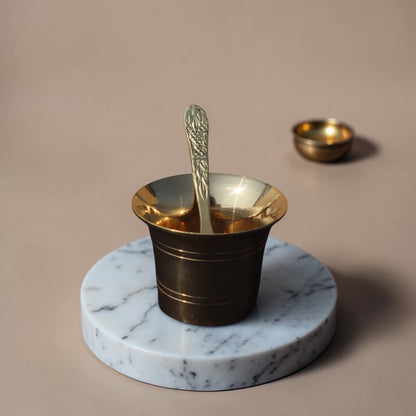 Adhunik Swadeshi Bhandar Brass Bowl with Spoon | Pooja Use | Traditional Kitchen Utility