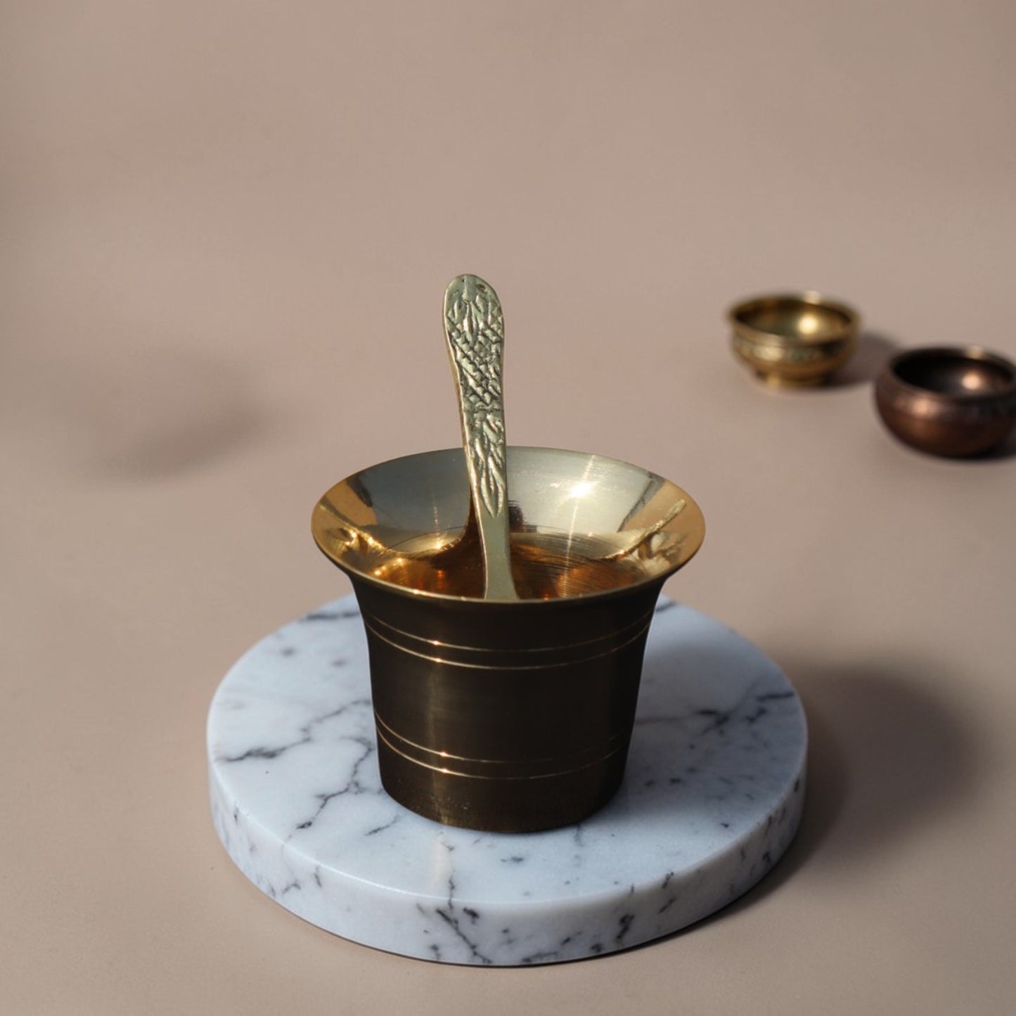 Adhunik Swadeshi Bhandar Brass Bowl with Spoon | Pooja Use | Traditional Kitchen Utility