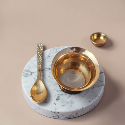 Adhunik Swadeshi Bhandar Brass Bowl with Spoon | Pooja Use | Traditional Kitchen Utility