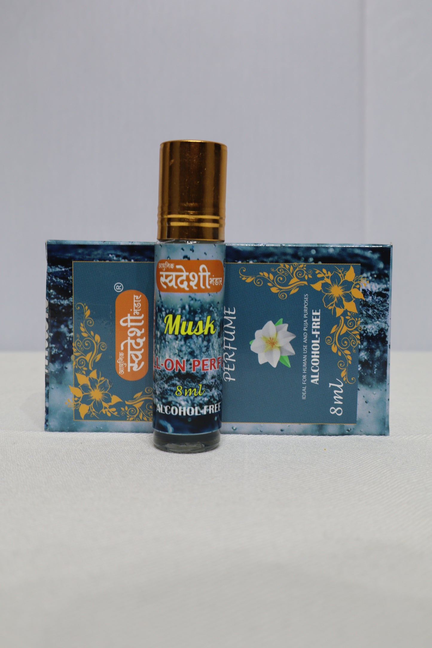 Adhunik Swadeshi Bhandar Musk Roll-On Perfume 8ml | 100% Alcohol-Free Concentrated Musk Attar | Long-Lasting Fresh Musky Fragrance | Herbal Roll-On Perfume for Men & Women