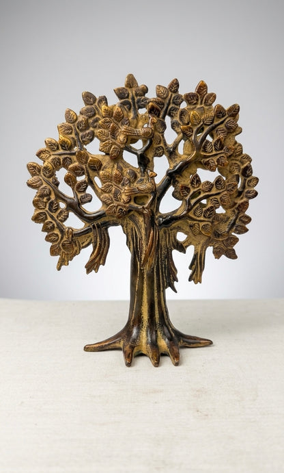 Handcrafted Brass Tree of Life Sculpture – Antique Finish Decorative Showpiece for Home & Office(Height-10inch,Length-8.5inch,breadth-2.5inch)