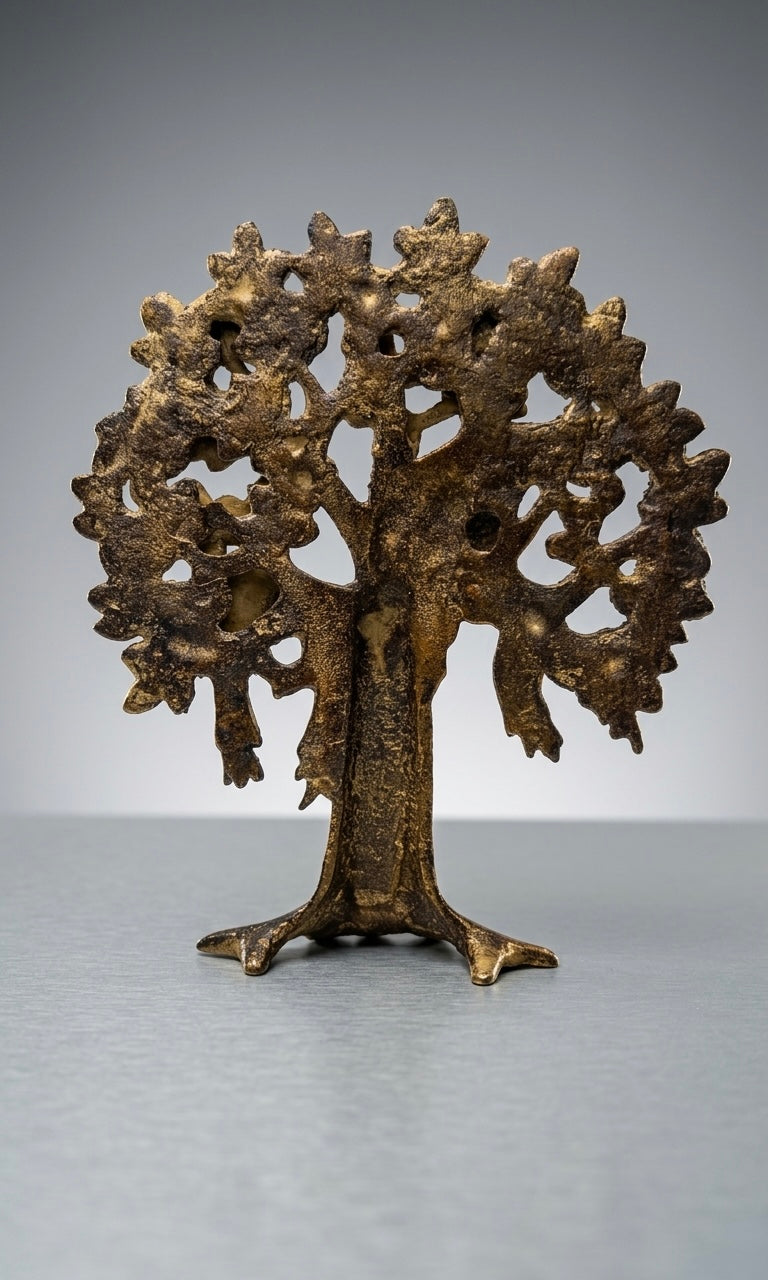 Handcrafted Brass Tree of Life Sculpture – Antique Finish Decorative Showpiece for Home & Office(Height-10inch,Length-8.5inch,breadth-2.5inch)