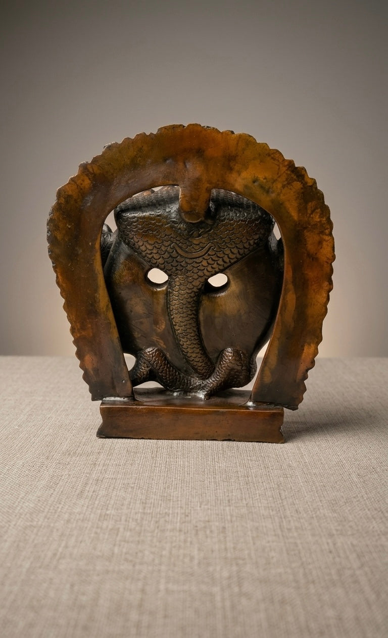 Handcrafted Brass Vishnu Anantashayana Idol – Multi-Head Sheshnag Antique Finish Statue for Home Temple & Décor 8.2inch