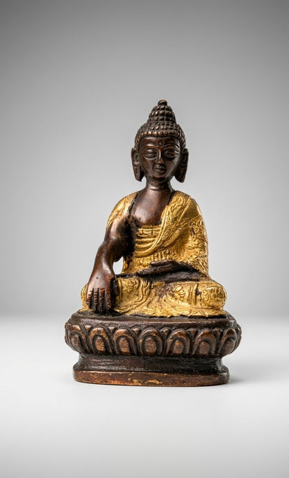Handcrafted Brass Meditating Buddha Statue – Antique Finish Spiritual Home Décor Idol for Peace & Harmony Height-3.5inch
