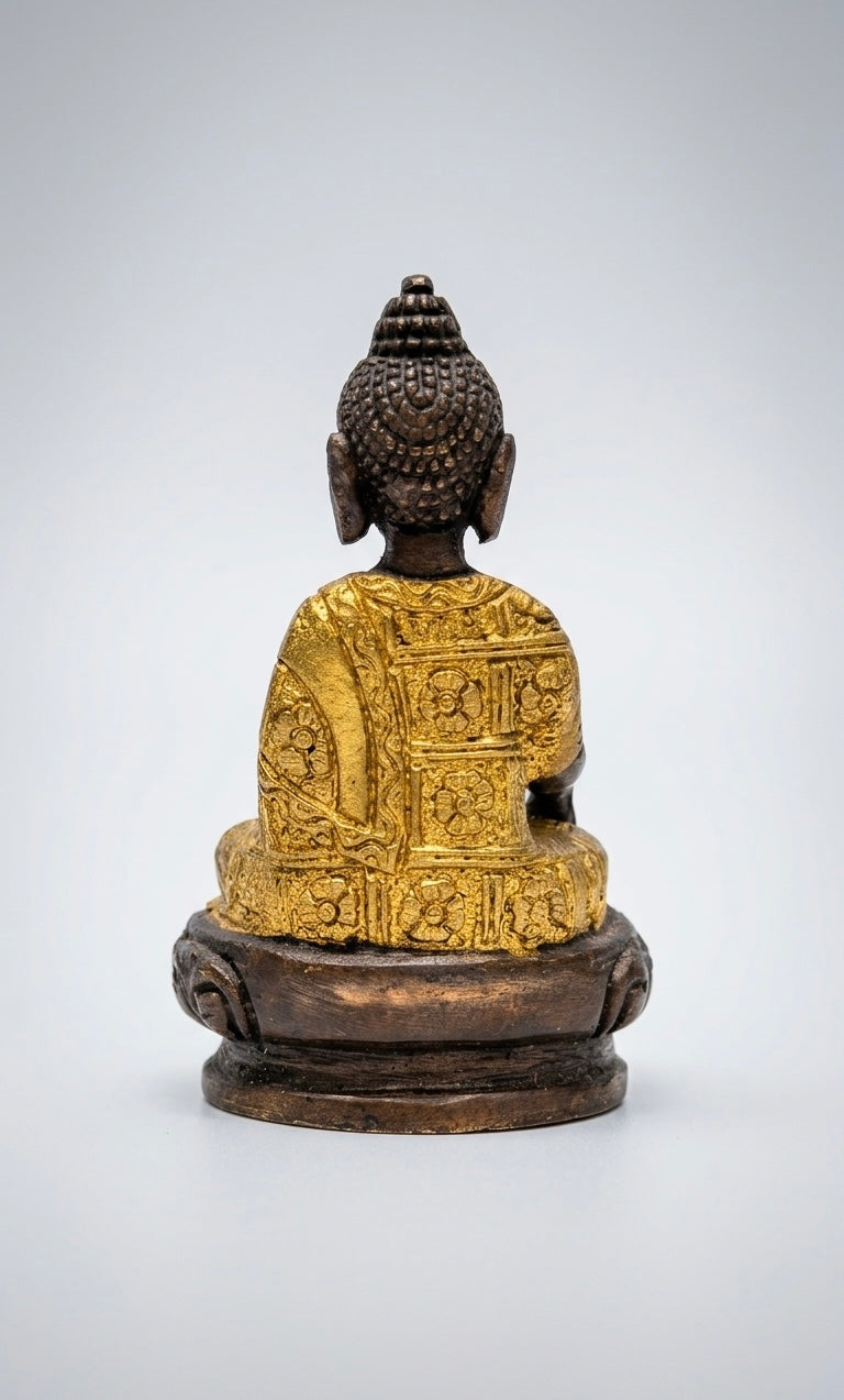 Handcrafted Brass Meditating Buddha Statue – Antique Finish Spiritual Home Décor Idol for Peace & Harmony Height-3.5inch