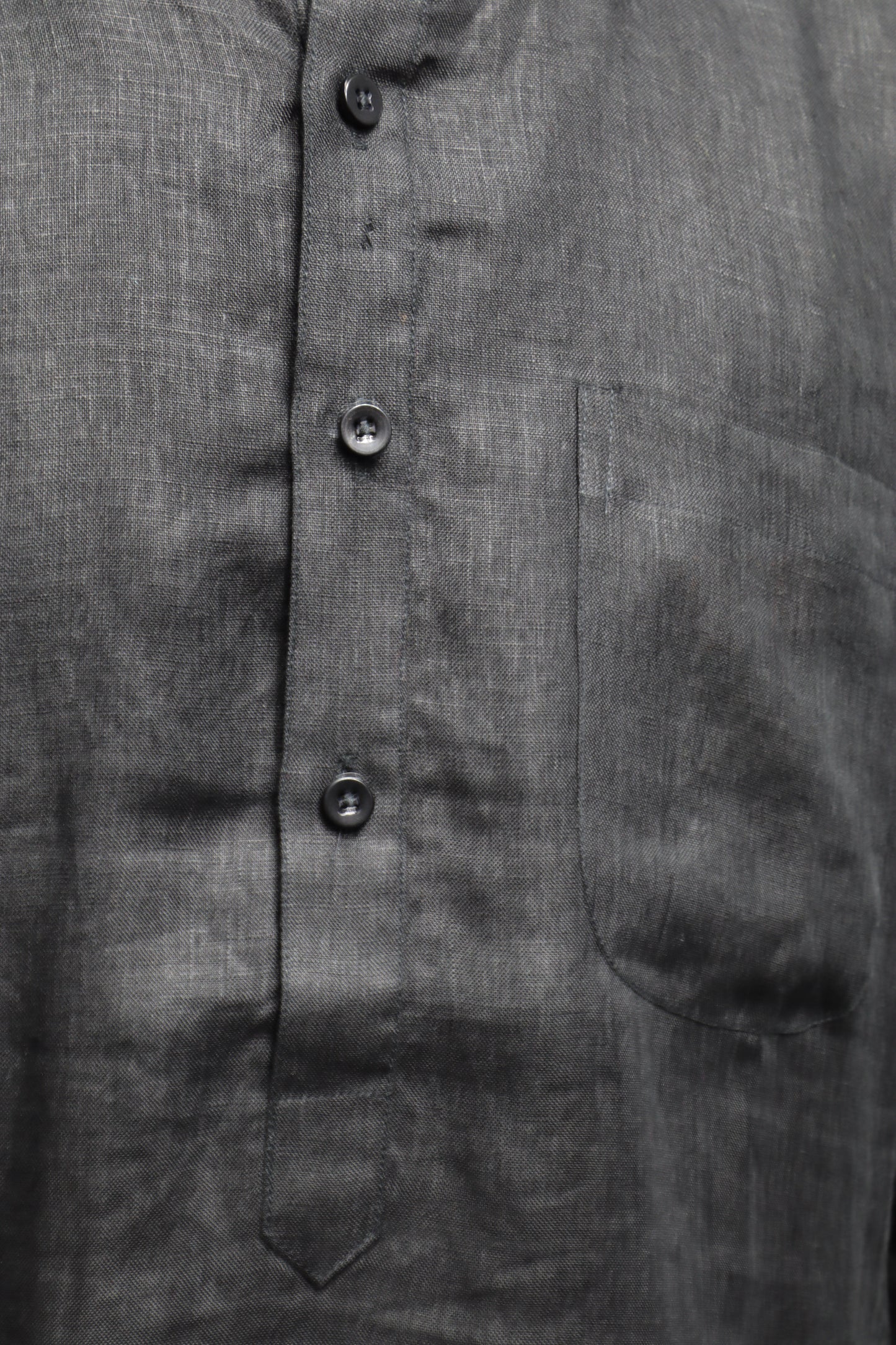 Classic Black Linen Kurta for Men – Solid Ethnic Wear with Mandarin Collar