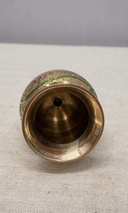 Handcrafted Brass Kalash with Meenakari Work – Antique Finish Decorative Pooja Pot for Home & Ritual Use