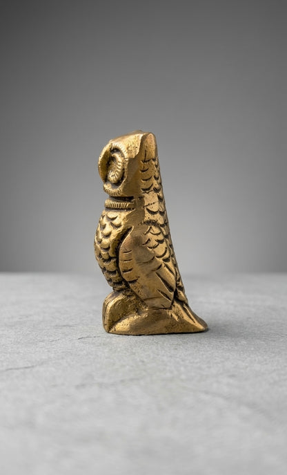 Handcrafted Brass Owl Statue – Antique Finish Wisdom Symbol Decorative Showpiece for Home & Office Height-2.3inch