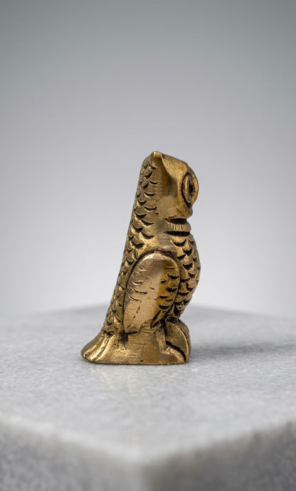 Handcrafted Brass Owl Statue – Antique Finish Wisdom Symbol Decorative Showpiece for Home & Office Height-2.3inch