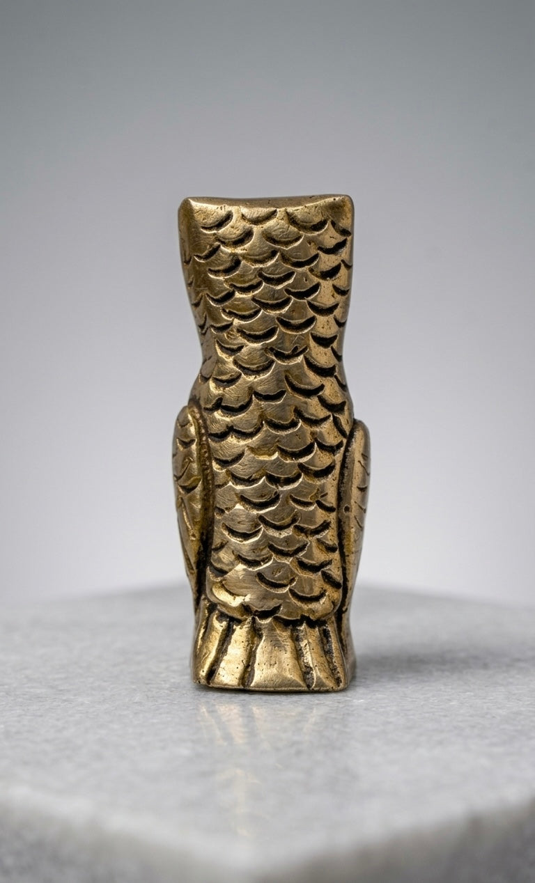 Handcrafted Brass Owl Statue – Antique Finish Wisdom Symbol Decorative Showpiece for Home & Office Height-2.3inch