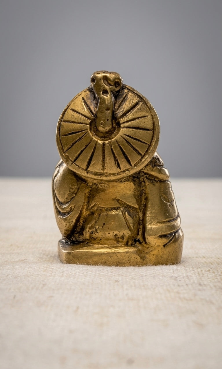 Handcrafted Brass Laughing Buddha Statue – Antique Finish Feng Shui Wealth & Happiness Showpiece for Home & Office 2inch