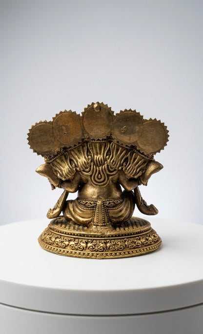 Handcrafted Ashtadhatu Panchmukhi Ganesha Idol – Five-Faced Ganpati Murti for Prosperity, Protection & Home Temple(Height-6.3inch)