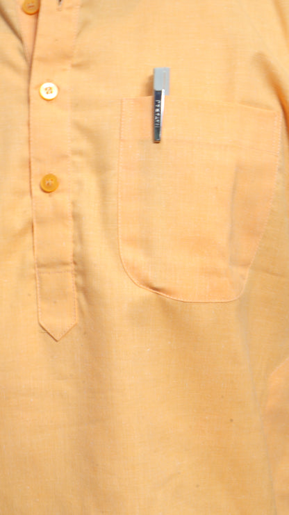 Men’s Light Orange Cotton Short Kurta – Mandarin Collar Casual Ethnic Wear