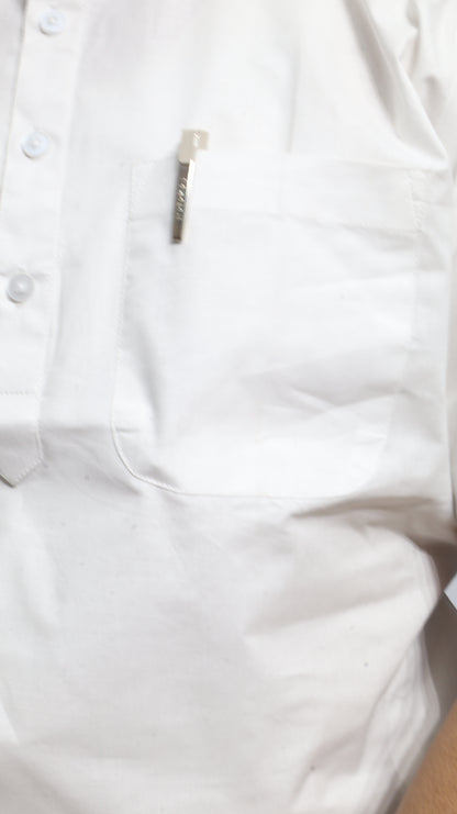 Men’s White Cotton Short Kurta – Classic Mandarin Collar Ethnic Wear